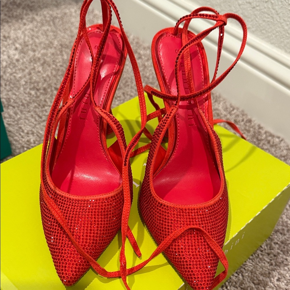 Gianni Bini Vibrant Red Strappy Heels